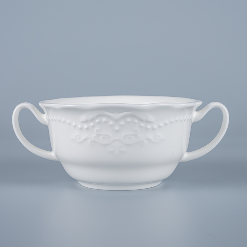 Чашка бульонная с блюдцем белая, Elsa, глянцевая, 15 х 11 х 6 см, 300 мл, фарфор (JET, арт. C3600118 C3600121)