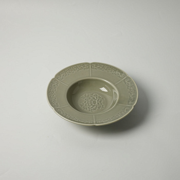 Тарелка глубокая зеленая Camelia, глянцевая, 22х4.7 см, фарфор (JET, арт. HS231653)