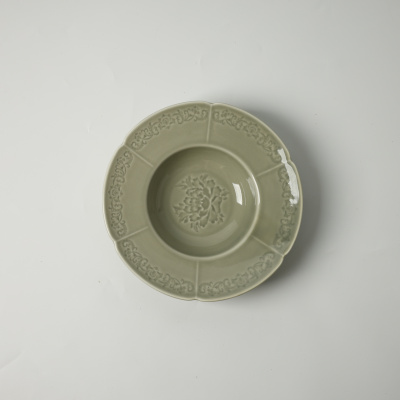 Тарелка глубокая зеленая Camelia, глянцевая, 22х4.7 см, фарфор (JET, арт. HS231653)