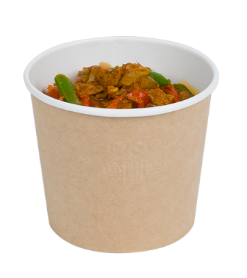 Контейнер круглый OSQ Round Bowl 500 (K), 76/100×95, Крафт / Белый (30/уп.) (600/кор.) JET