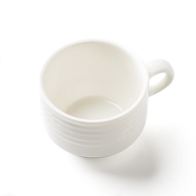 Чашка с блюдцем белая, глянцевая, 80 мл, фарфор (JET, арт. H6736/Н6737)