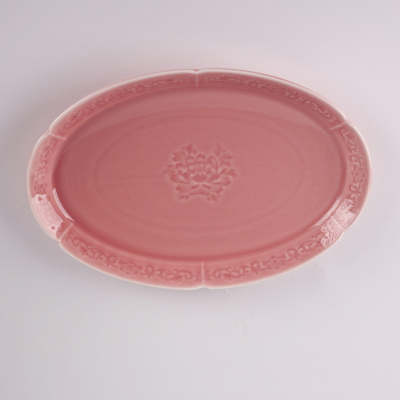 Тарелка овальная розовая Camelia, глянцевая, 32.2х21.5х4.8 см, фарфор (JET, арт. HS236294)