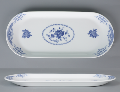 Тарелка прямоугольная темно-синяя, Retro Rose, глянцевая, 33,3 х 14 х 2 см, фарфор (JET, арт. C9300253)