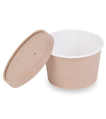 Контейнер круглый OSQ Round Bowl 300 (K), 79/100х65, Крафт / Белый (30уп)(450кор) JET