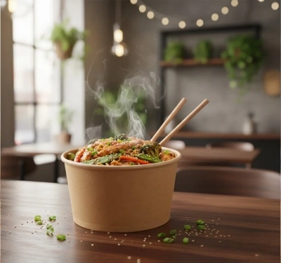 Контейнер круглый 500мл, D120 H72мм, Крафт / Белый (100/уп.) (500/кор.) JET