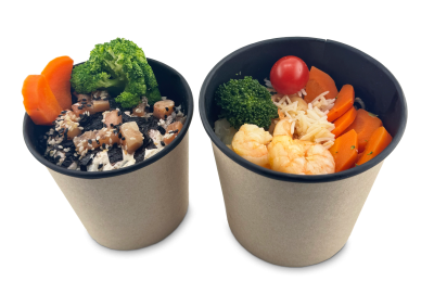 Контейнер круглый OSQ Round Bowl 700 (BW), 89/116x108, Крафт / Чёрный (35уп)(525кор) JET