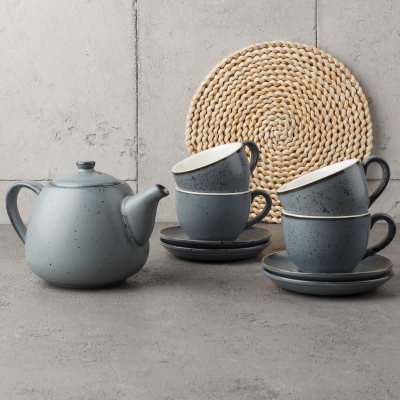 Чайный сервиз серый на 4 персоны + сахарница в подарок!