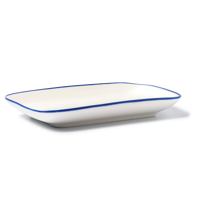 Тарелка прямоугольная белая с синим кантом, глянцевая, 30 см (JET, арт. H0464-N546)