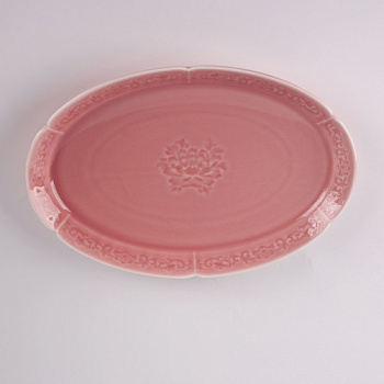 Тарелка овальная розовая Camelia, глянцевая, 32.2х21.5х4.8 см, фарфор (JET, арт. HS236294)