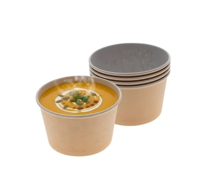 Контейнер круглый 500мл, D120 H72мм, Крафт / Белый (100/уп.) (500/кор.) JET