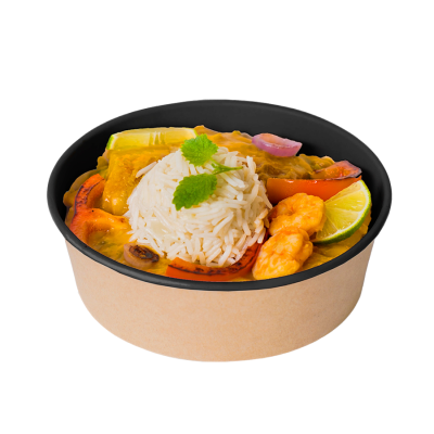 Контейнер круглый OSQ ROUND BOWL 750 (BW), 128/150х60, Крафт / Черный (45/уп.) (270/кор.) JET