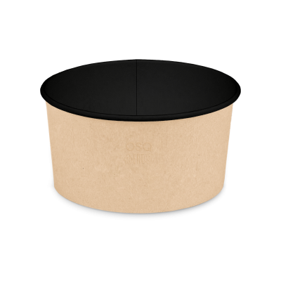 Контейнер круглый OSQ ROUND BOWL 1000 (BW), 128/150х77, Крафт / Черный (45уп)(270кор) JET