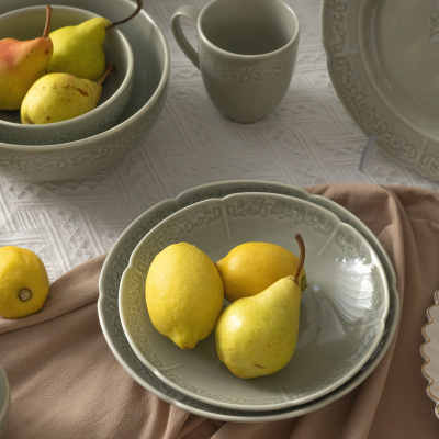 Тарелка глубокая зеленая Camelia, глянцевая, 20х3.8 см, фарфор (JET, арт. HS231651)