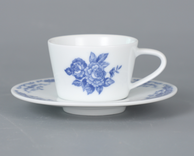 Чашка с блюдцем темно-синяя, Retro Rose, глянцевая, 11,1 х 8,5 х 6,2 см, 200 мл, фарфор (JET, арт. C9300240 C9300241 )