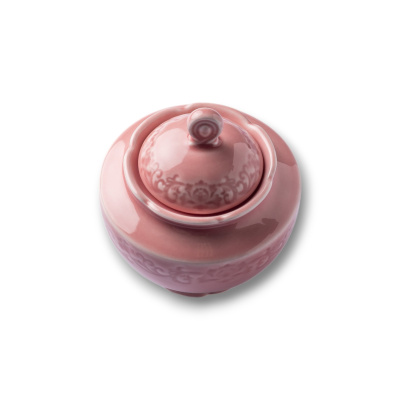 Сахарница с крышкой розовая Camelia, глянцевая, 7х9.5х7.5 см, 220 мл, фарфор (JET, арт. HS236308)