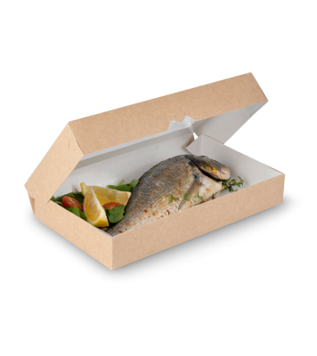 Контейнер OSQ TABOX PRO 1450 (K), 260x150x40, Крафт / Белый (25уп)(200кор) JET