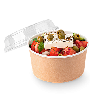 Контейнер круглый OSQ ROUND BOWL 1000 (K), 128/150х77, Крафт / Белый (45уп)(270кор) JET