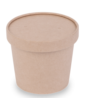 Контейнер круглый OSQ Round Bowl 400 (BW), 77/100x85, Крафт / Чёрный (30уп)(450кор) JET