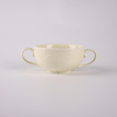 Бульонница с ручками молочная Camelia, глянцевая, 10.6х15.5х5.2 см, 250мл, фарфор (JET, арт. HS236301)