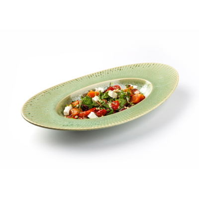 Блюдо овальное зеленое, глянцевое, 40,5 см, фарфор (JET, арт. CG1229)