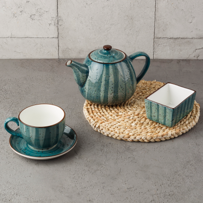 Чайный сервиз зеленый на 4 персоны + сахарница в подарок!