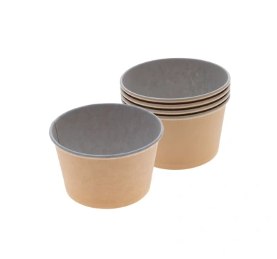 Контейнер круглый 500мл, D120 H72мм, Крафт / Белый (100/уп.) (500/кор.) JET