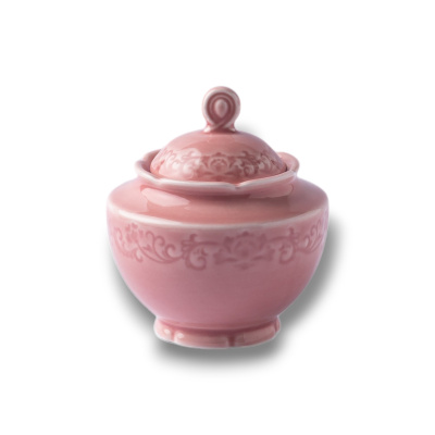 Сахарница с крышкой розовая Camelia, глянцевая, 7х9.5х7.5 см, 220 мл, фарфор (JET, арт. HS236308)
