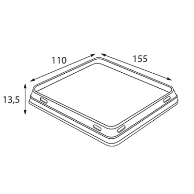 Крышка для контейнера OSQ OPSALAD 400/450, плоская 155х110х13,5 пластик проз. (50/уп.)(800/кор.) JET