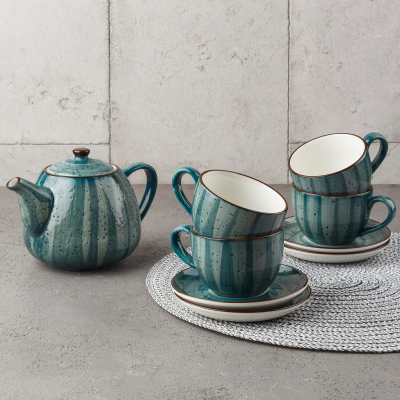 Чайный сервиз зеленый на 4 персоны + сахарница в подарок!