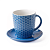 Кружка с блюдцем "Соты" синяя, глянцевая, 350 мл, каменная керамика (JET, арт. HL1254880-17189632 HL495140-17189637)