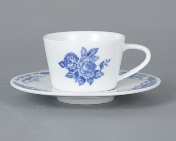 Чашка с блюдцем темно-синяя, Retro Rose, глянцевая, 11,1 х 8,5 х 6,2 см, 200 мл, фарфор (JET, арт. C9300240 C9300241 )