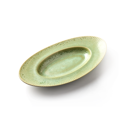 Блюдо овальное зеленое, глянцевое, 35,2 см, фарфор (JET, арт. CG1228)