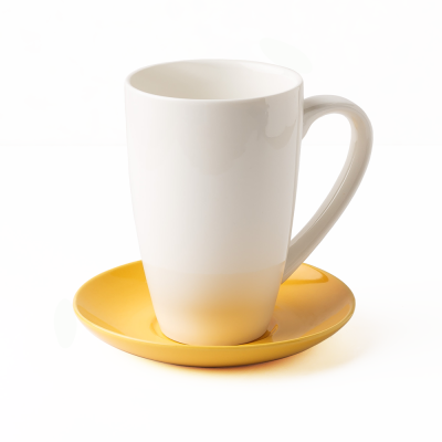 Набор из четырех кружек с цветными блюдцам, глянцевый, 450 мл, фарфор (JET)