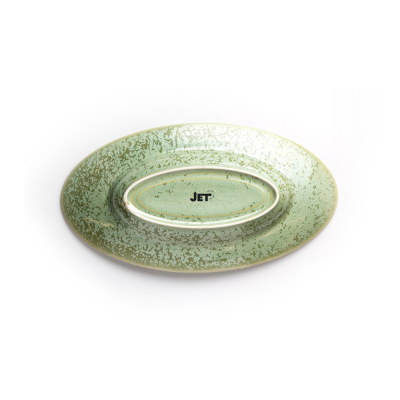 Блюдо овальное зеленое, глянцевое, 35,2 см, фарфор (JET, арт. CG1228)