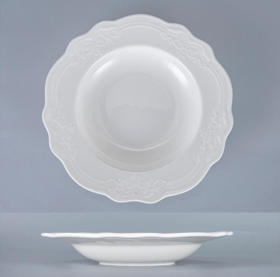 Тарелка глубокая белая, Elsa, глянцевая, 22 х 3,5 см, фарфор (JET, арт. C3600129)