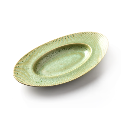 Блюдо овальное зеленое, глянцевое, 40,5 см, фарфор (JET, арт. CG1229)