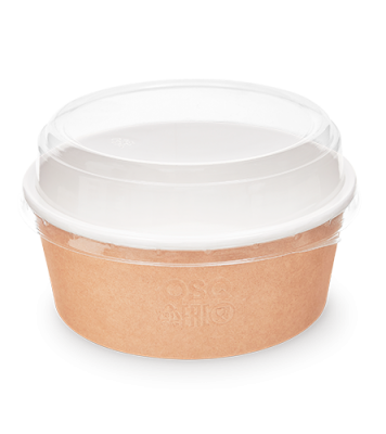 Контейнер круглый OSQ ROUND BOWL 750 (K), 128/150х60, Крафт / Белый (45/уп.) (270/кор.) JET