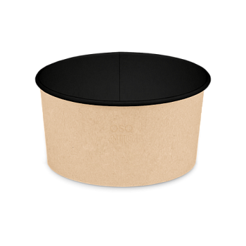 Контейнер круглый OSQ ROUND BOWL 1000 (BW), 128/150х77, Крафт / Черный (45уп)(270кор) JET