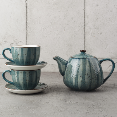 Чайный сервиз зеленый на 2 персоны