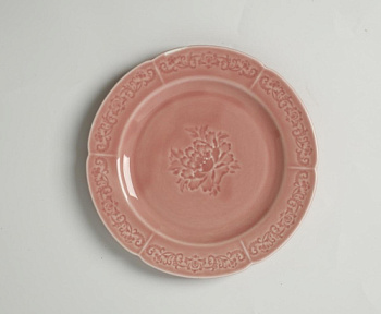 Тарелка плоская розовая Camelia, глянцевая, 21.2х2 см, фарфор (JET, арт. HS231967)