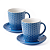 Набор из двух кружек с блюдцами "Соты" синий, глянцевый, 350 мл, каменная керамика (JET, арт. HL1254880-17189632 HL495140-17189637)