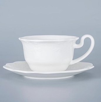 Чашка с блюдцем белая, Elsa, глянцевая, 10,6 х 8,2 х 5,3 см, 100 мл, фарфор (JET, арт. C3600122 C3600123)