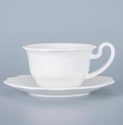 Чашка с блюдцем белая, Elsa, глянцевая, 10,6 х 8,2 х 5,3 см, 100 мл, фарфор (JET, арт. C3600122 C3600123)