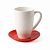 Кружка с красным блюдцем белая, глянцевая, 450 мл, фарфор (JET, арт. ЦБ-ГУ023753)