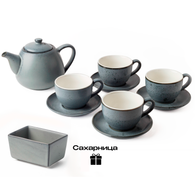 Чайный сервиз серый на 4 персоны + сахарница в подарок!