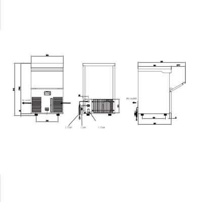 Льдогенератор HISAKAGE SC-100A кубик, в комплекте с бункером