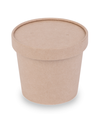 Контейнер круглый OSQ Round Bowl 500 (K), 76/100×95, Крафт / Белый (30/уп.) (600/кор.) JET