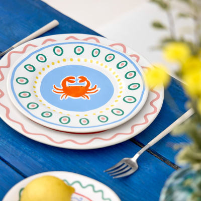 Тарелка круглая COSTA NOVA SUMMER BLISS Crab, 22,1x22,1x1,6; DEP221-CRB(DEP221-05924D)