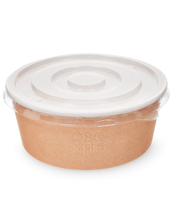 Контейнер круглый OSQ ROUND BOWL 750 (K), 128/150х60, Крафт / Белый (45/уп.) (270/кор.) JET