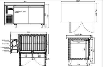 Морозильный стол LFCP-136